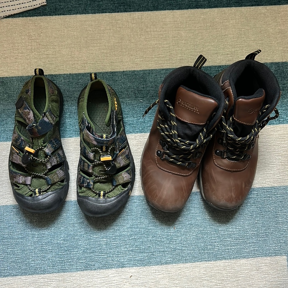Keen sandals and Magellan boots size 2